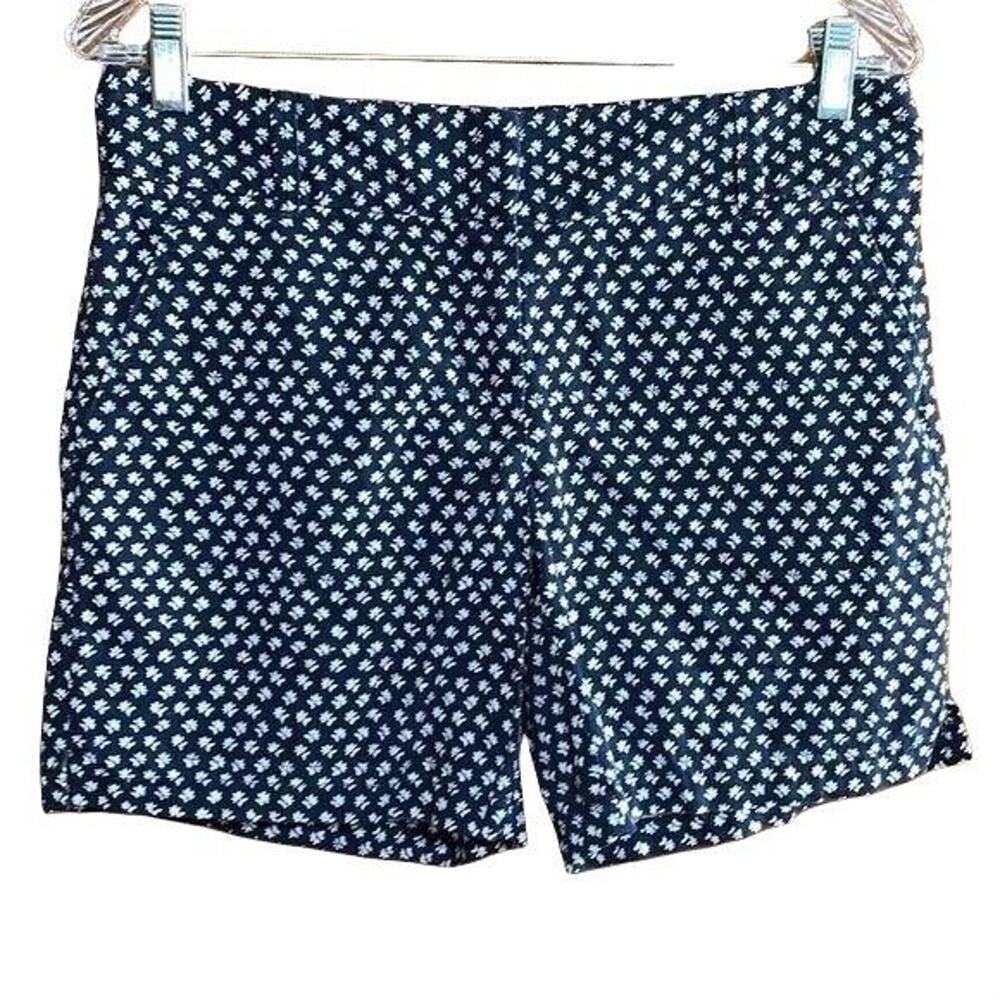 LOFT Womens Chino Shorts Floral Print Cotton Flat Front Black White Size 4